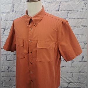Tilley Mens Button Down Shirt Orange Terracotta Classic Hiking Outdoor Lounge XL